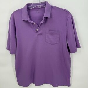 Lands End Traditional Fit Purple Short Sleeve Polo Shirt Mens Size Large EUC